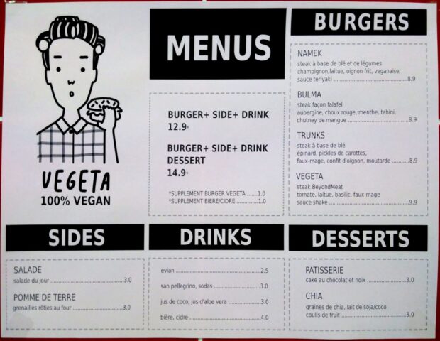 Le menu complet. 100% vegan.